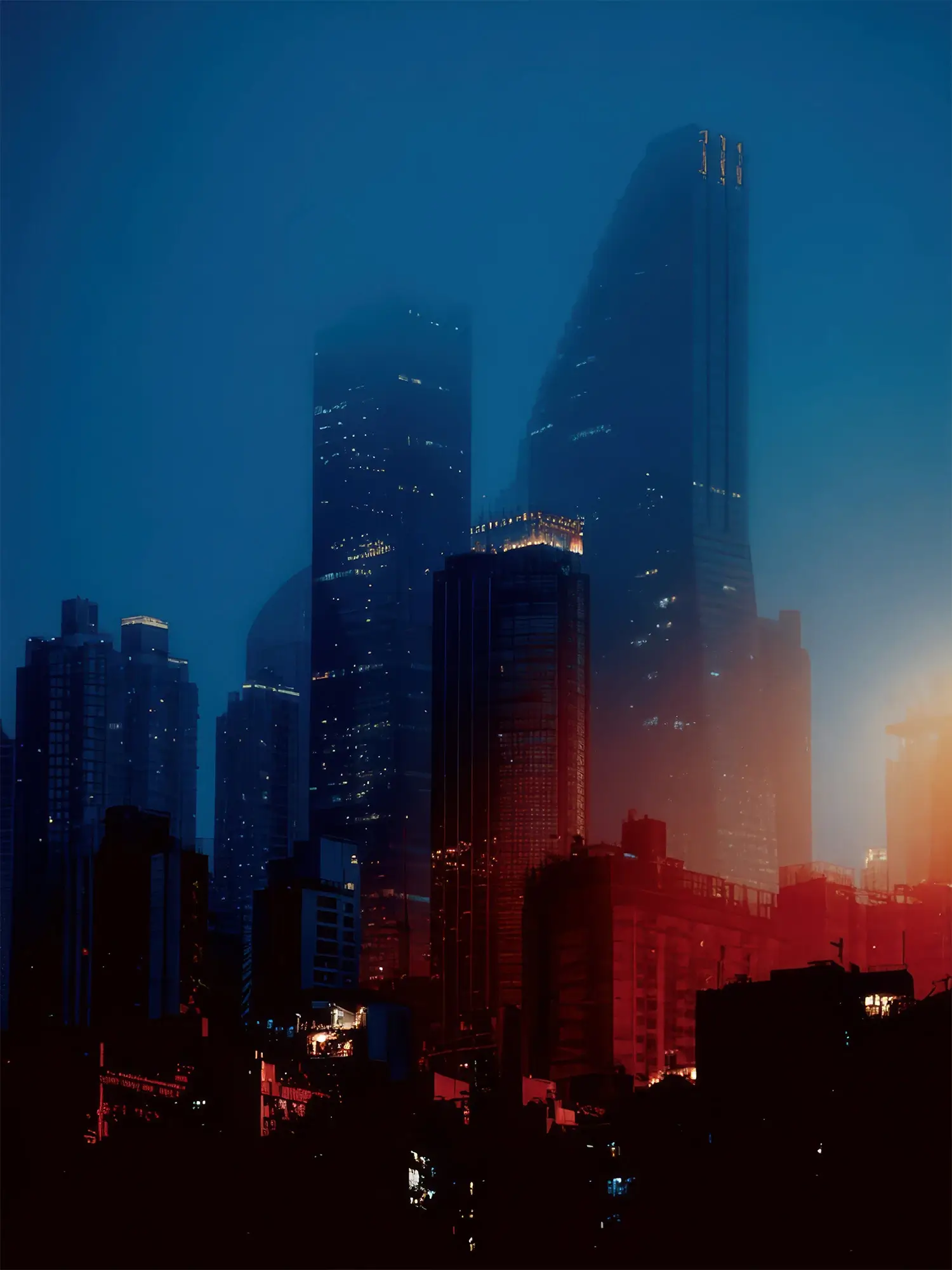 City in blue